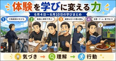 2026/6/4~6/10体験を学びに変える力｜バイク・勉強・健康・読書・食べ物から考えた1週間の画像
